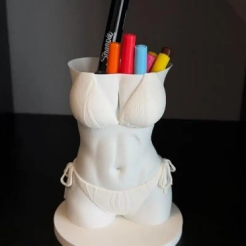 NEW Bikini Body Pen Holder 3D Printed Funny Texture Female Torso Pencil Pot Cool Office Desk Brush Storage Decor Gift For Men - view 3