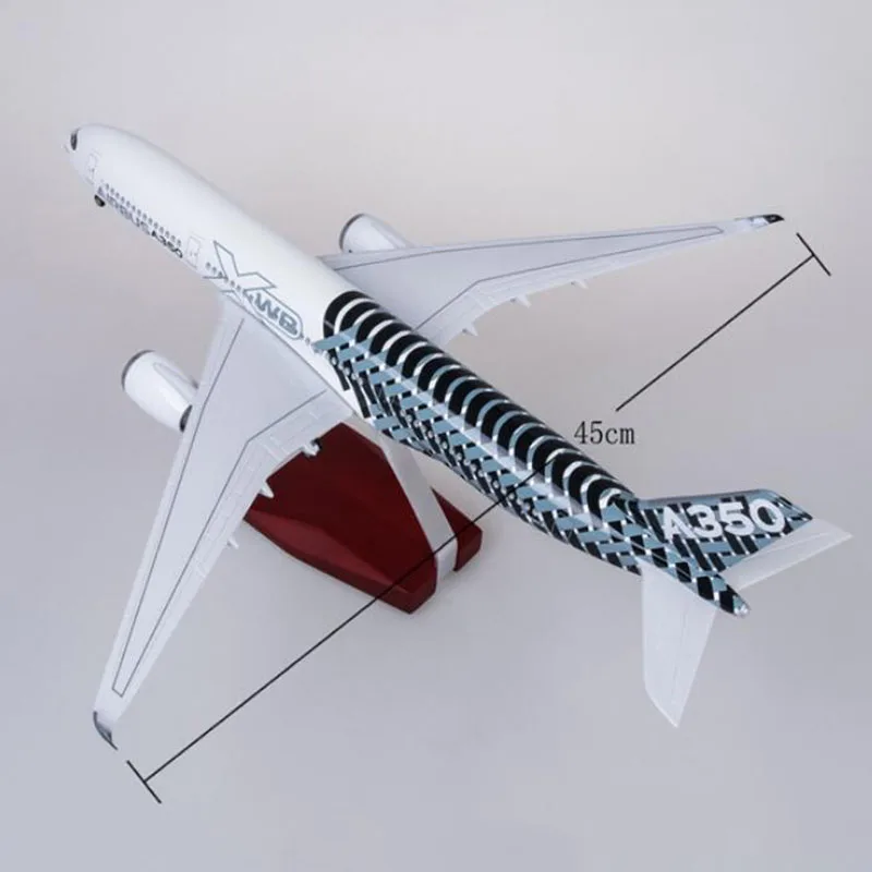 Display Aereo 1:160 47CM per giocattoli Airbus A350 XWB Carbonfiber Airlines Collezione di aerei leggeri in resina pressofusa (W Light)