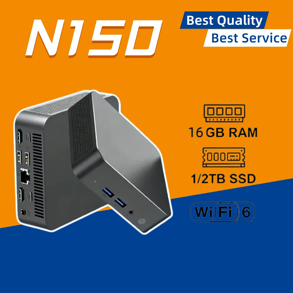 Intel Core N150  Portable Pc Computer Mini 980HK 16GB RAM 1/2TB SSD WIFI 6 BT5.2 4K 60Hz HD Gaming Office Study Pc
