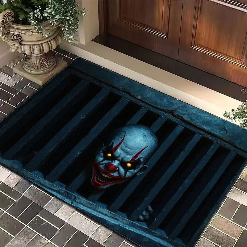VIKAMA Halloween Industrial Style Hollow Out Creative Door Mat, Non-Slip Entrance Rug for Foyer & Bathroom Home Decor