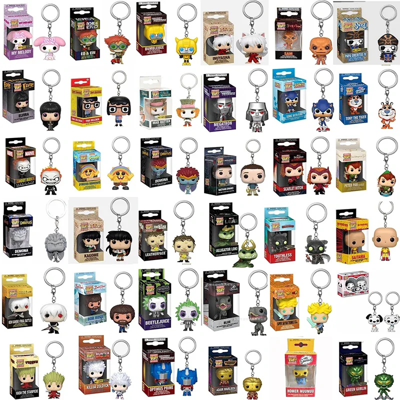 Funko POP Taschen-Schlüsselanhänger Spongebob Inu Yasha Mad Hatter ED&EIN Bob Scarlet Wutch Toothless Elvira Trigun Modell Spielzeug Geschenke