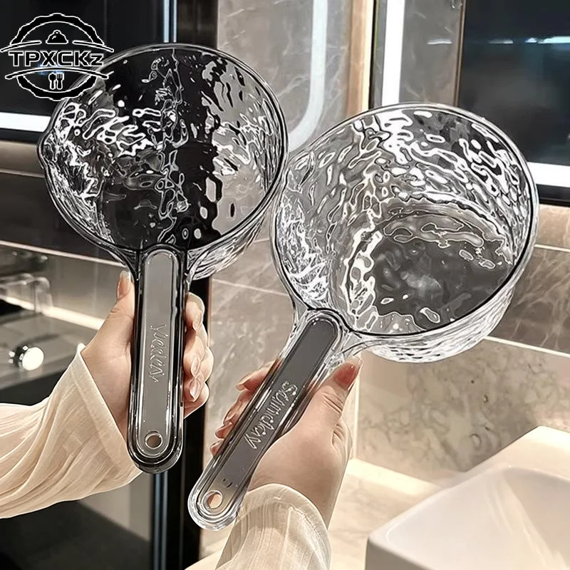Plastic Water Ladle Thickened PP Unbreakable Long Handle Large Capacity Transparent Scoop For Kitchen Bathroom Household Use