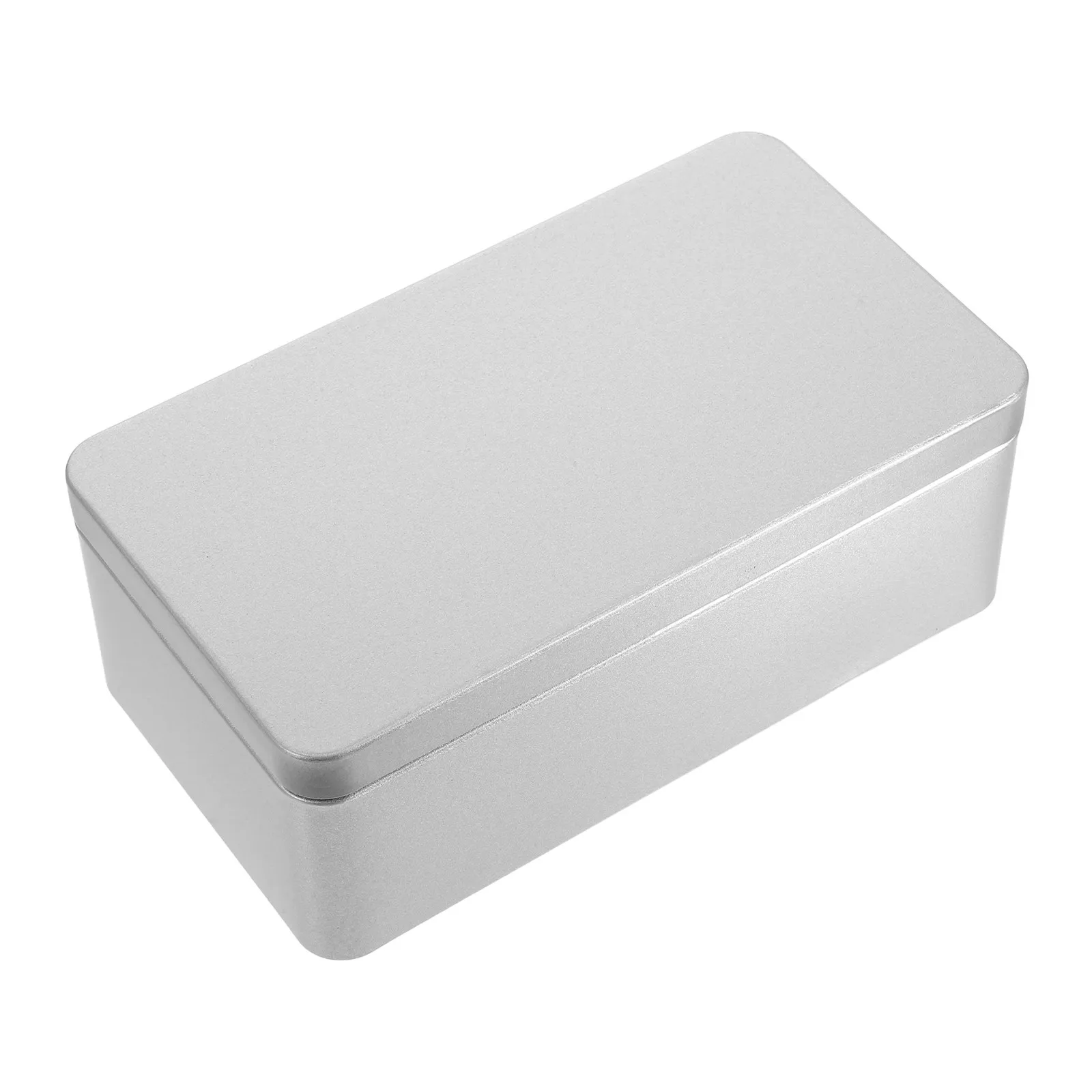 Rectangular Large Silver Tinplate Storage Box Empty Metal Candy Cookie Container Portable Kitchen Storage Silver Keepsake Box