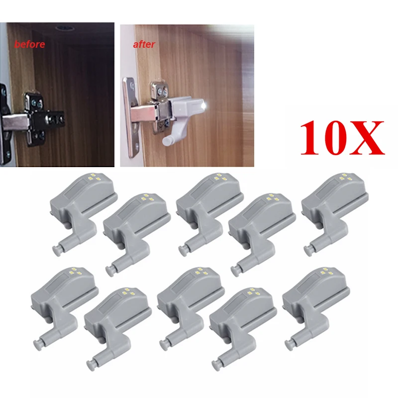Cabinet Hinge LED Lights Touch Battery Universal Kitchen door light Wardrobe Closet Smart Bedroom Night Inner Sensor  10Pcs