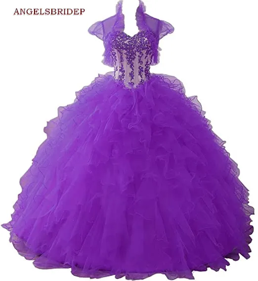 ANGELSBRIDEP Quinceanera Dresses With Jacket Formal Sweet 16 Applique Tulle Long Princess Party Masquerade Gowns Customized