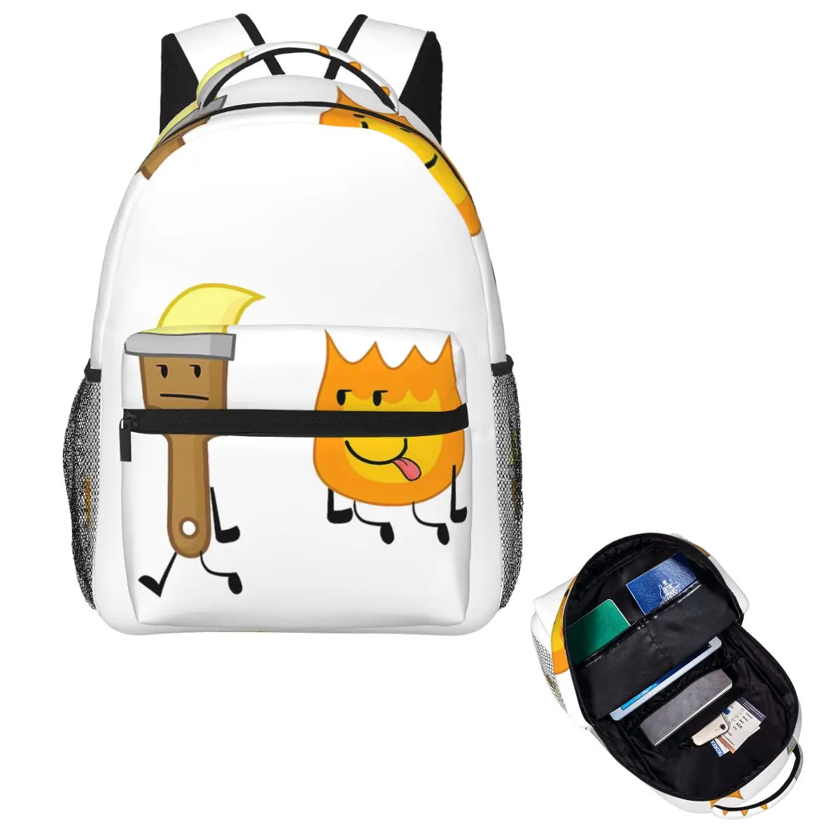 BFDI Inanimate Insanity , All Characters 5 Student Backpack Hiking Travel Daypack for Men Women Fashion Bookbag Shoulder Bags