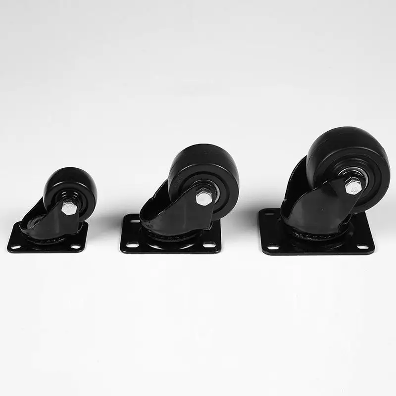 Heavy Duty Swivel Caster Wheel, Low Gravity Center Black Caster Wheels, Durable & Quiet & Sturdy Nylon Wheels for Industrial