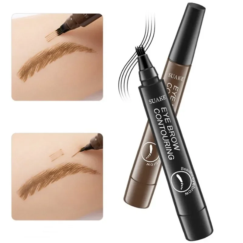 Crayon à sourcils liquide imperméable à l'eau, maquillage cosmétique, stylo à sourcils longue durée, 4 pointes