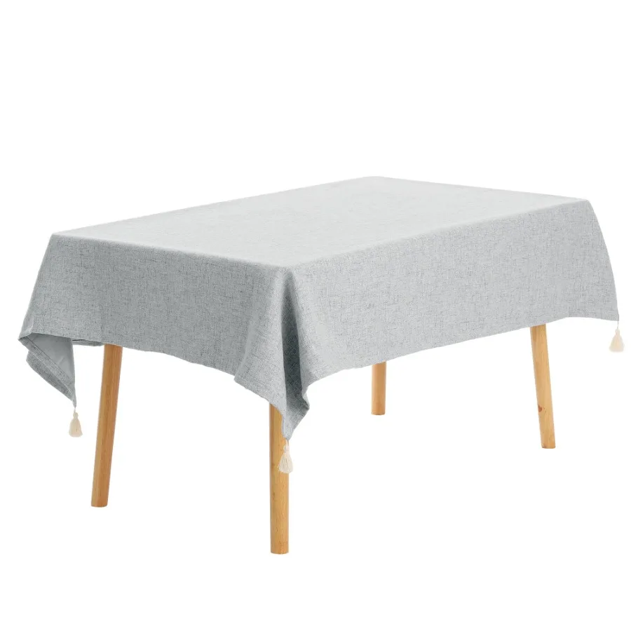 

Прямоугольная скатерть с бахромой для дома и улицы, серая, 52x79 дюймов