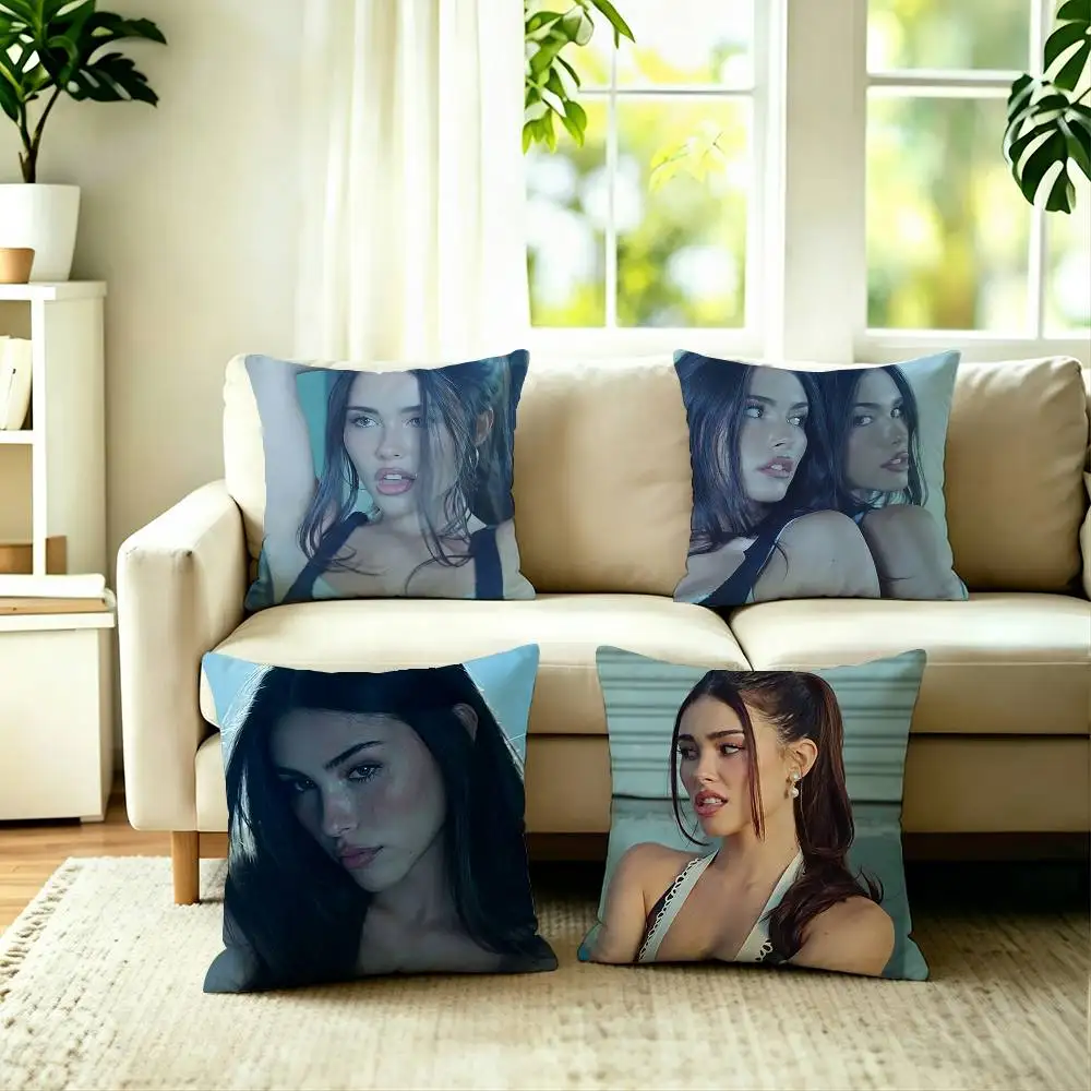 

Popular Singer Madison Elle Beer Pillow Case Square Double-Sided Sofa Cushion Cover Bedroom Bedside Pillow