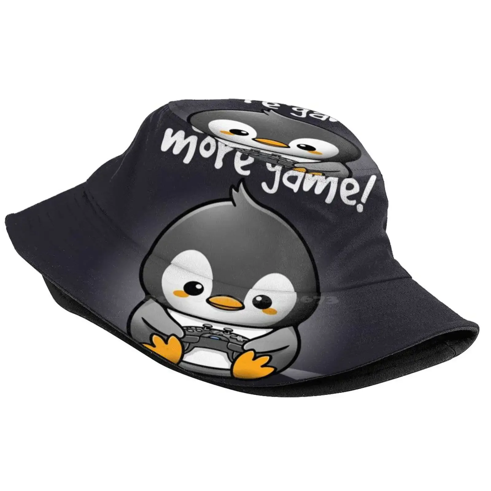 Pengin Just One More Game Sun Cap Fisherman Hat Bucket Hats Kawaii Cute Humor Pun Just One More Game Five More Minutes Gamer