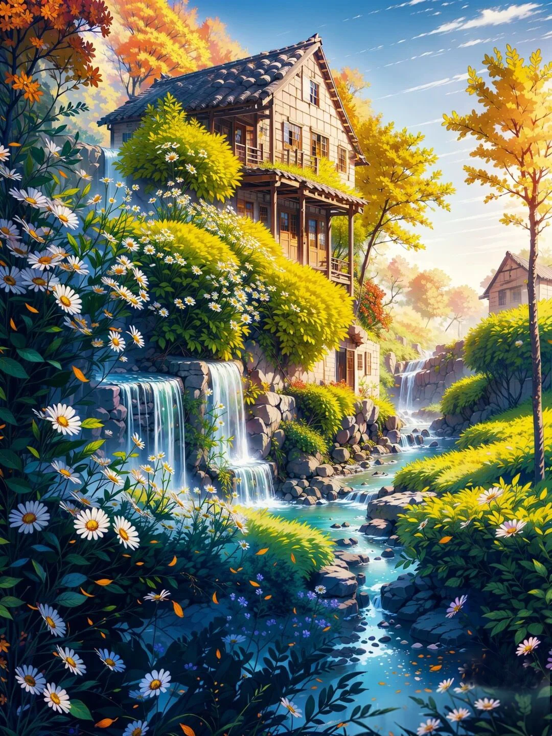 9ct 60x80cm Stream house DIY Chinese Style Printed Kits Cross Stitch Needlework Set Home Decor Crafts