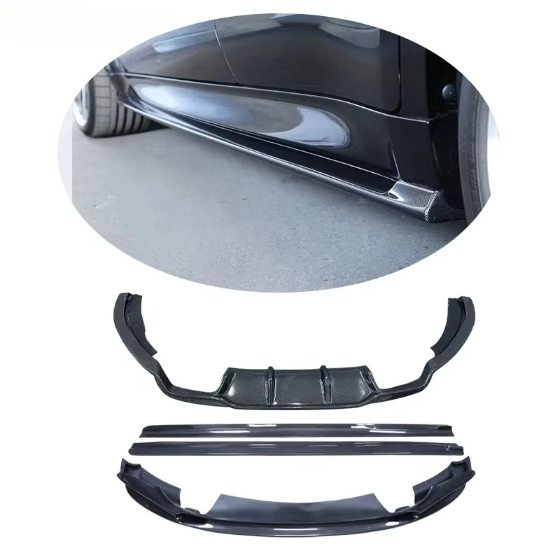 Carbon Fiber Front Bumper Lip Rear Diffuser Spoiler Side Skirts3D Style Body Kit