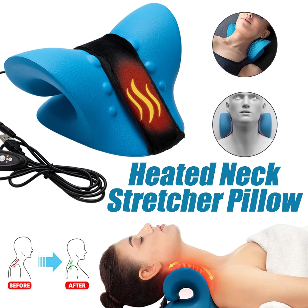 

Heated Cervical Traction Device Pillow For Neck Pain Relief Neck Stretcher With Graphene Heating Pad Neck And Shoulder Relaxer