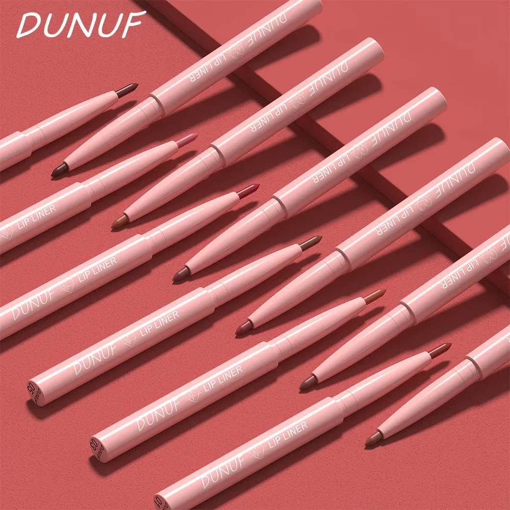 DUNUF 12-Piece Matte Lip Lipliner Pencil Set Waterproof Long-Lasting Moisturizing Non-Stick Red Contour Tint Lip Makeup