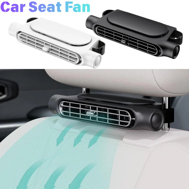 Car Headrest Mount Cooling Fan For Rear Passenger Back Seat Air Circulation Fan Universal Vehicle Seat Back Cooler Accessory
