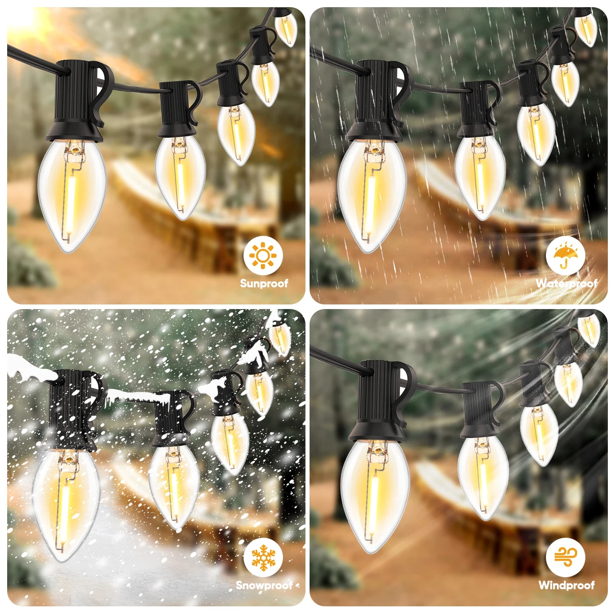 C7 Outdoor Led Lights Garlands EU US String Light 110V 220V Waterproof Connectable Vintage Garden Christmas New Year Decoration