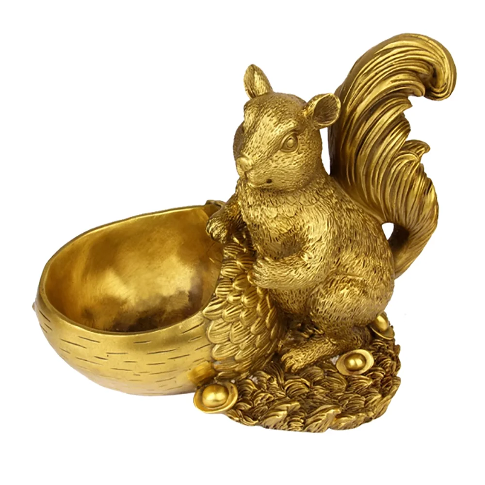 Copper Squirrel Holding Copper Treasure Bowl Ornament