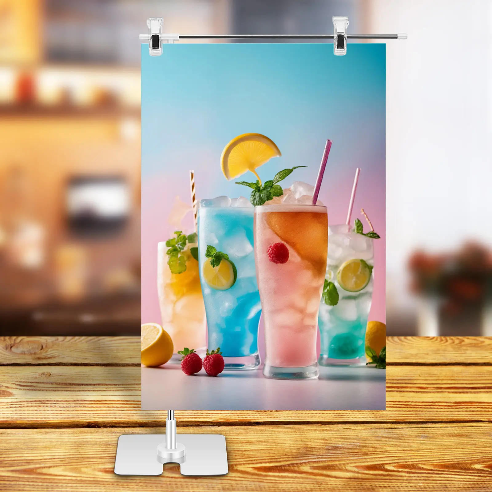 2Pcs Display Stand Set Adjustable Poster Pole Holder Banner Sign Holder for Indoor Outdoor Commercial Retail Advertising Display