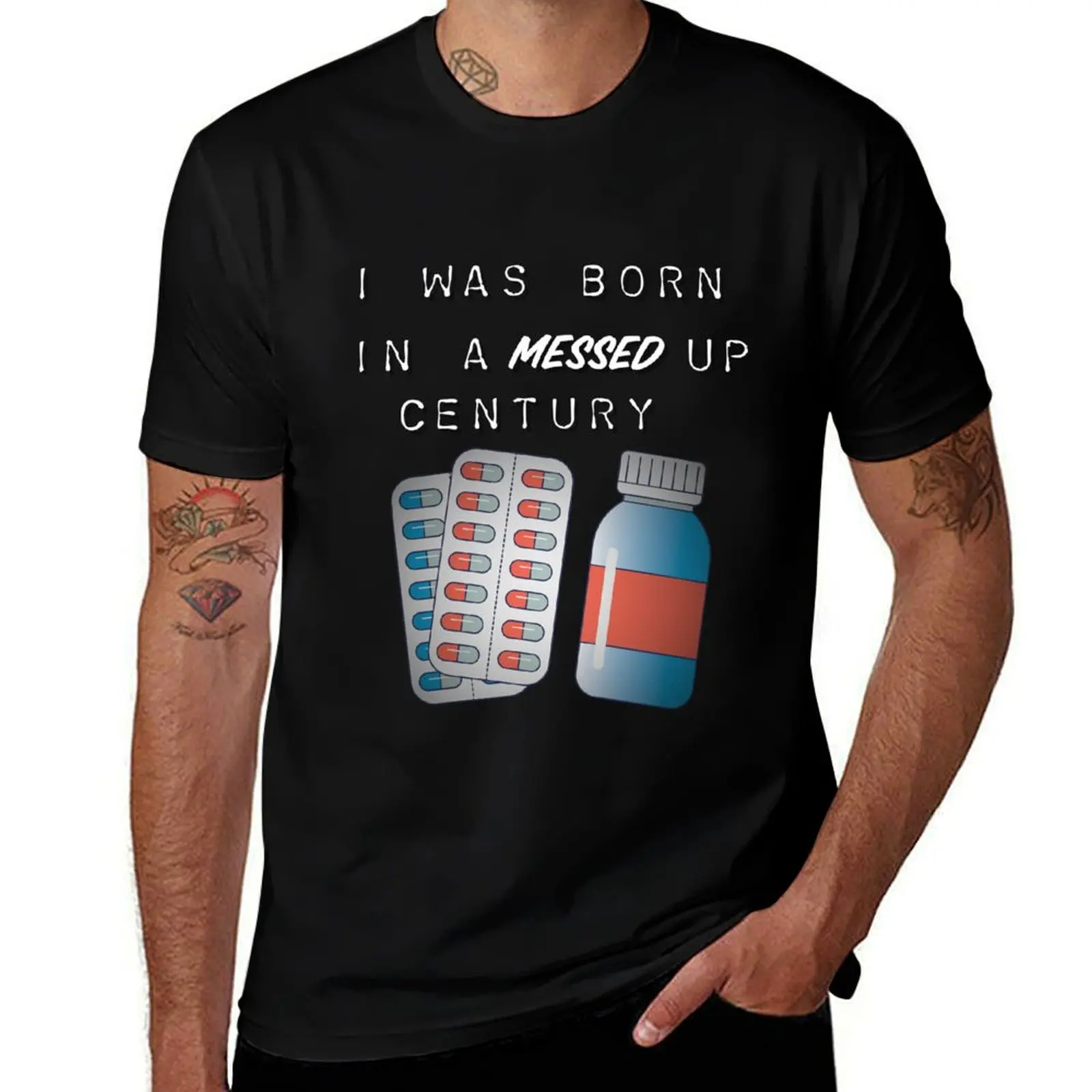 

Born in messed up century pandemic yungblud inspired funny T-Shirt t shirts for man pack white cotton t shirts man 100% T-Shirt