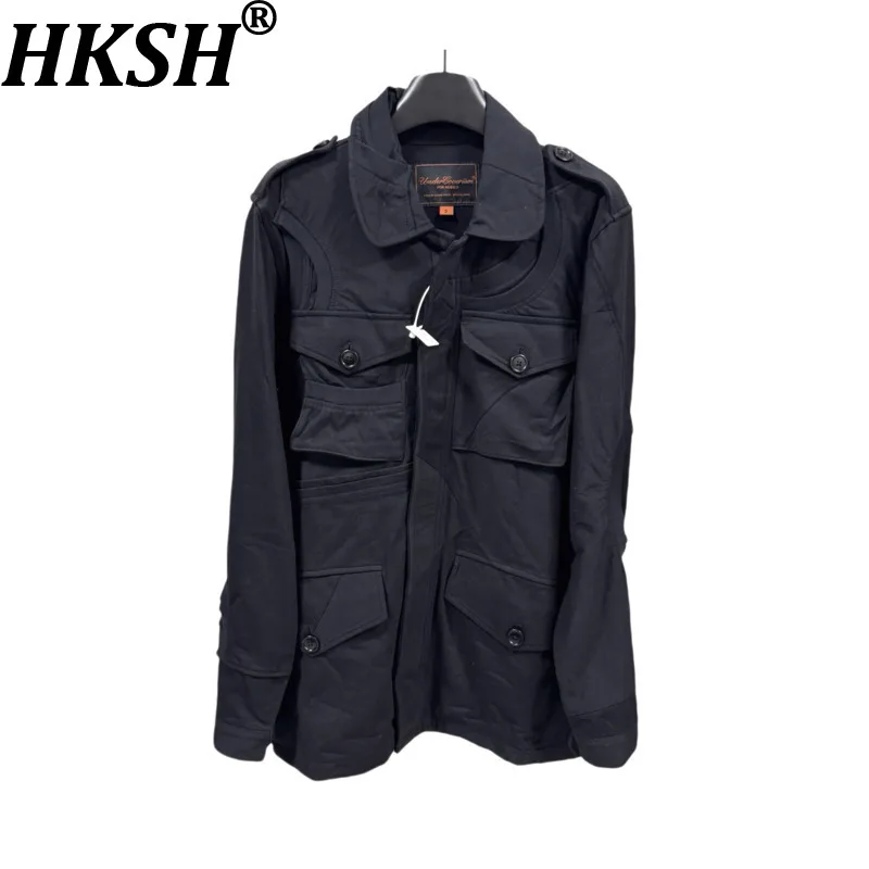 HKSH Spring Autumn New Men Tide Dark Punk Gothic Denim Coats Deconstructed Patchwork Jacket Fashion Vintage Y2K Chic Ins HK27442