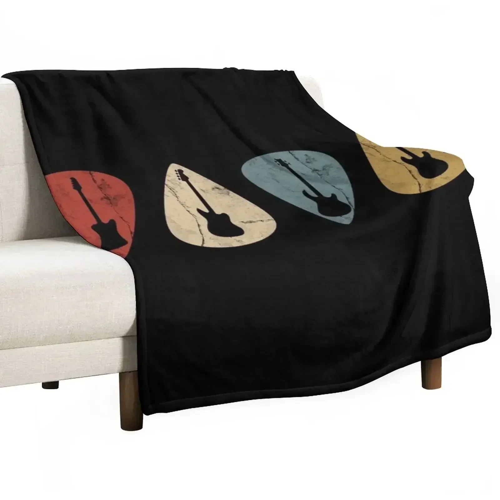Bass Guitars Picks Retro Throw Blanket Tourist Blankets For Baby Polar sofa bed Moving Kid'S Blankets