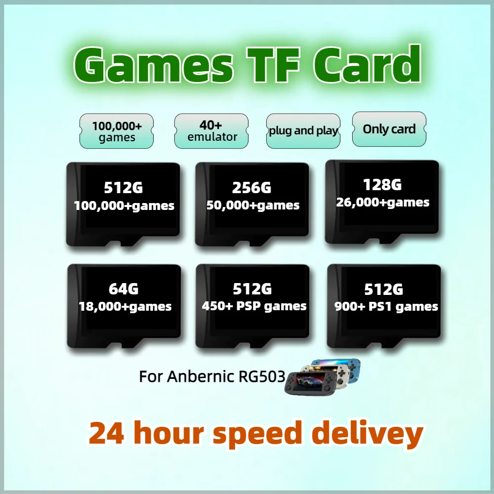 

Games Card For Anbernic RG503 TF Box Plug&Play 40+ Emulator 512G 100,000+ 256G 128G 64G