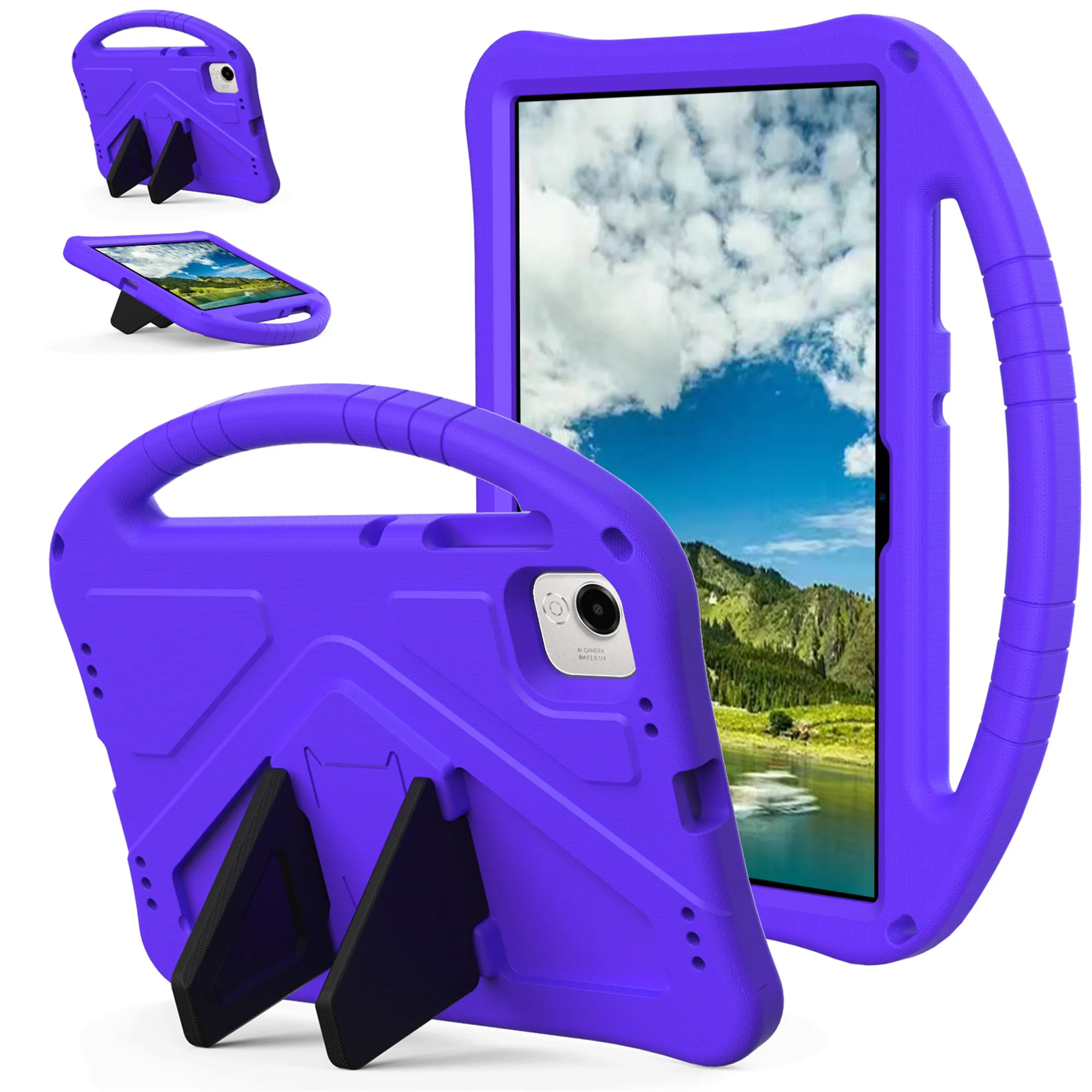 

For Honor Pad X9a Case EVA Tablet Cover with Handle Kickstand Children Friendly - Purple