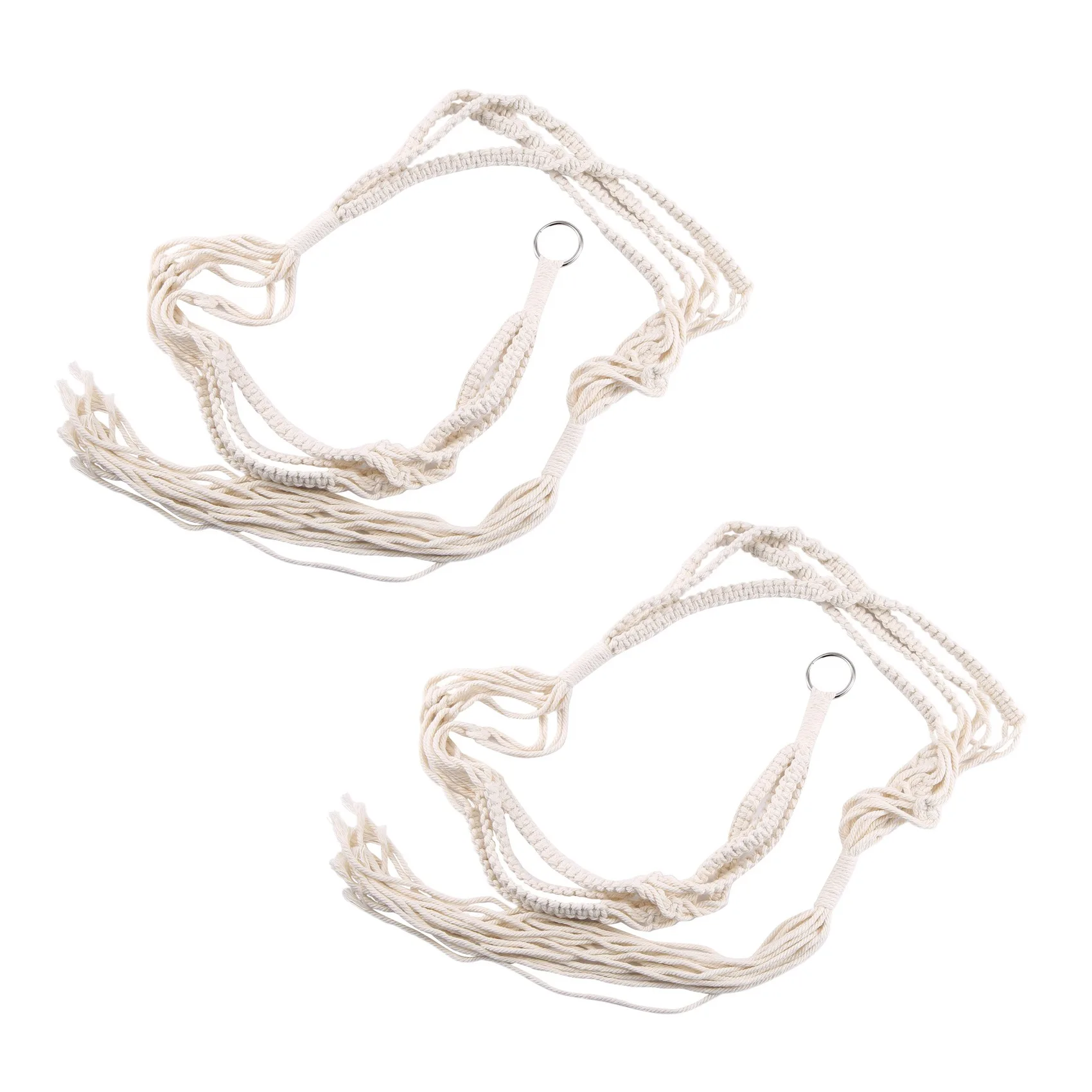 

Изысканная подвесная подставка для растений Exquisite-2X, макраме, 2 яруса, для дома и улицы, из хлопкового шпагата, 4 ножки, 67 дюймов