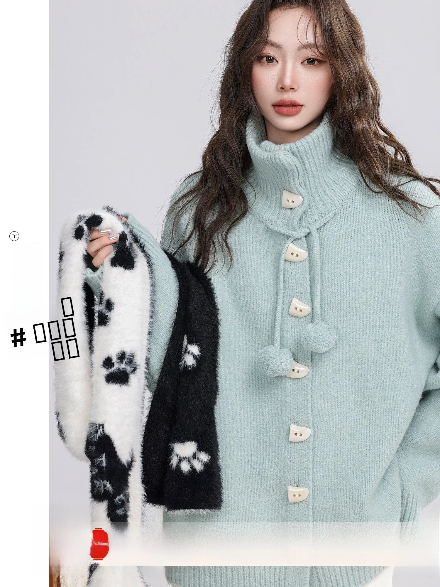 

Romantic Imagery Lazy Feel Loose High Collar Button up Sweater Coat Women Winter New Sle Soft Polyester Fiber Long Sve