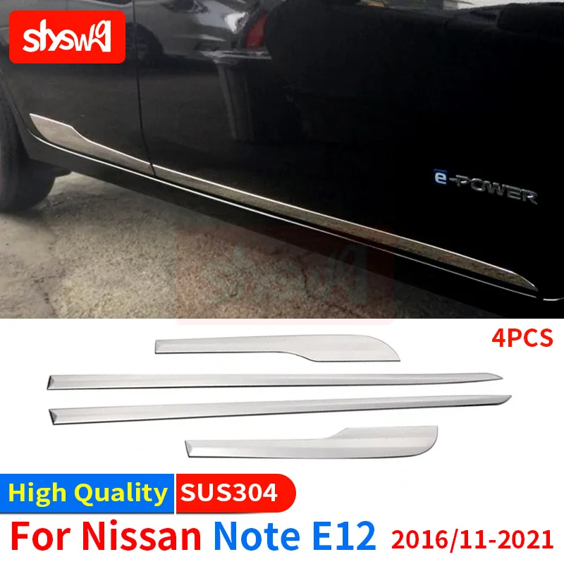 For Nissan Note E-Power E12 2016 - 2021 Car Styling Side Door Body Trim Chrome Cover Stainless Steel Auto Exterior Accessories