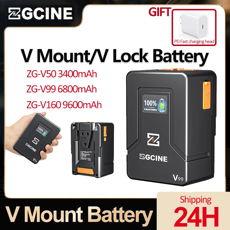 

ZGCINE ZG-V50/V99/V160 V Mount Battery PD Fast Charging Power Bank Multiple Interfaces V Lock Battery With OLED Display Screen