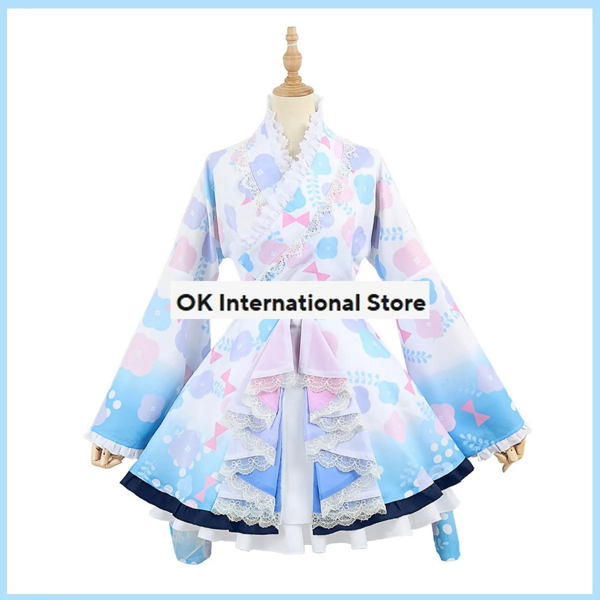 Anime Virtual YouTuber NIJISANJI Amamiya Kokoro Cosplay Costume parrucca Kimono giapponese Lolita donna Sexy Kawaii Halloween Suit