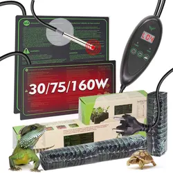 30/75/160W PVC Timing Reptile Heat Mat with Temperature Control Greenhouse Indoor Garden Waterproof Heating Pad Seedling Heater
