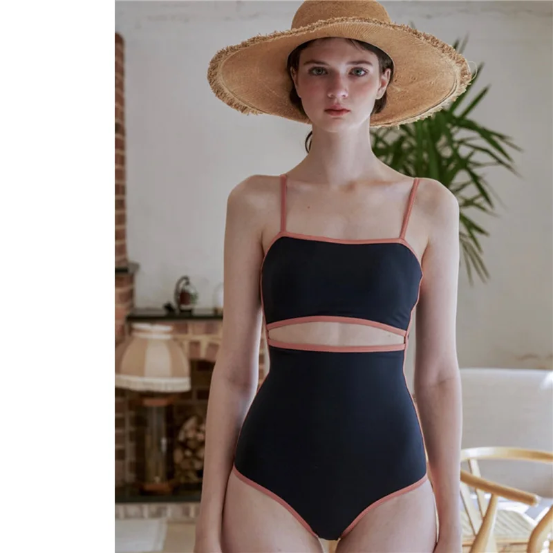 

2023 New Fashion Women Bikini Solid Color Swimsuit Backless Sexy One-Piece Hot Spring Swimwear