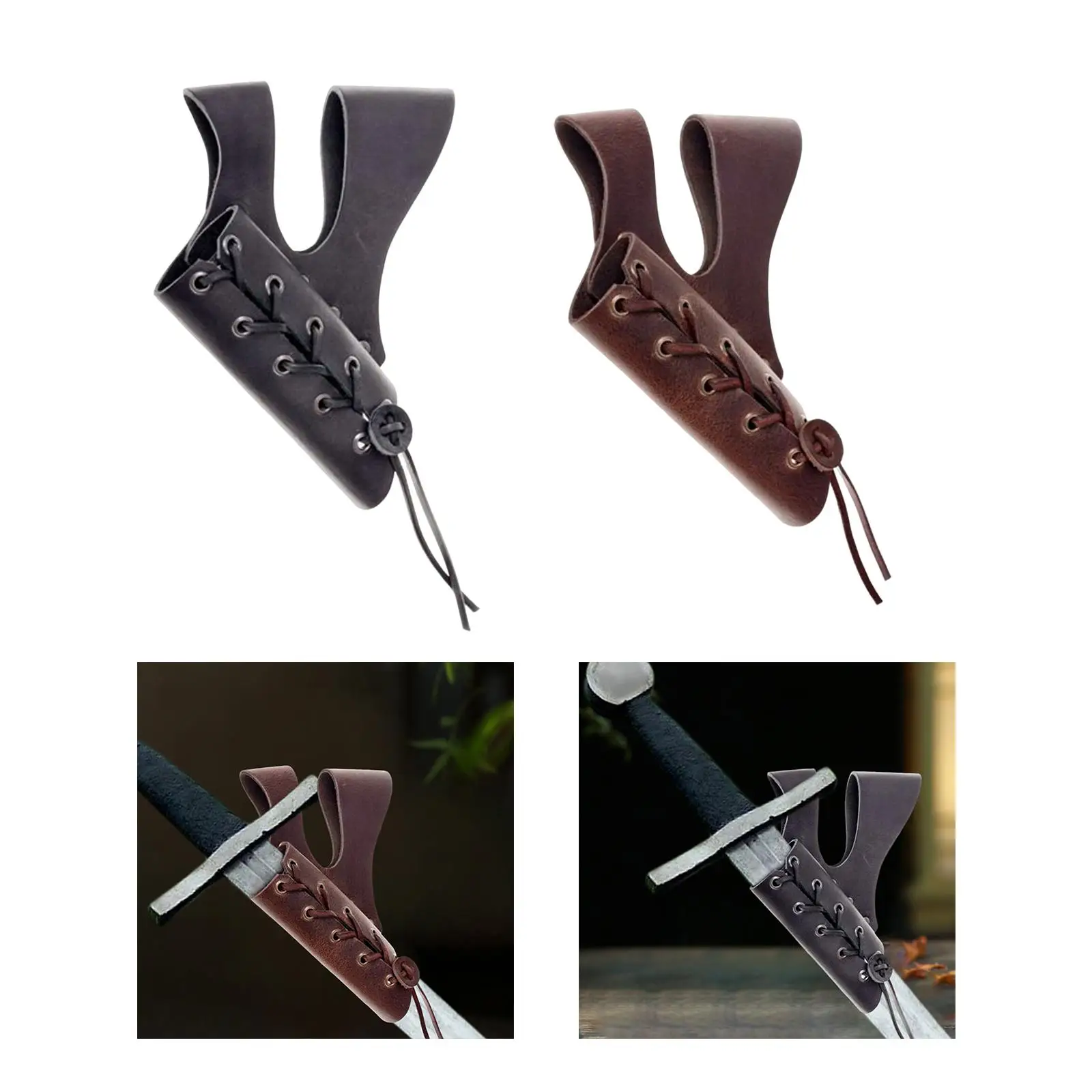 PU หนังยุคกลางดาบกริชกบ Scabbard กับเชือกปรับเข็มขัดแขวน Vintage สำหรับประสิทธิภาพเวทีแสดง Theme Party