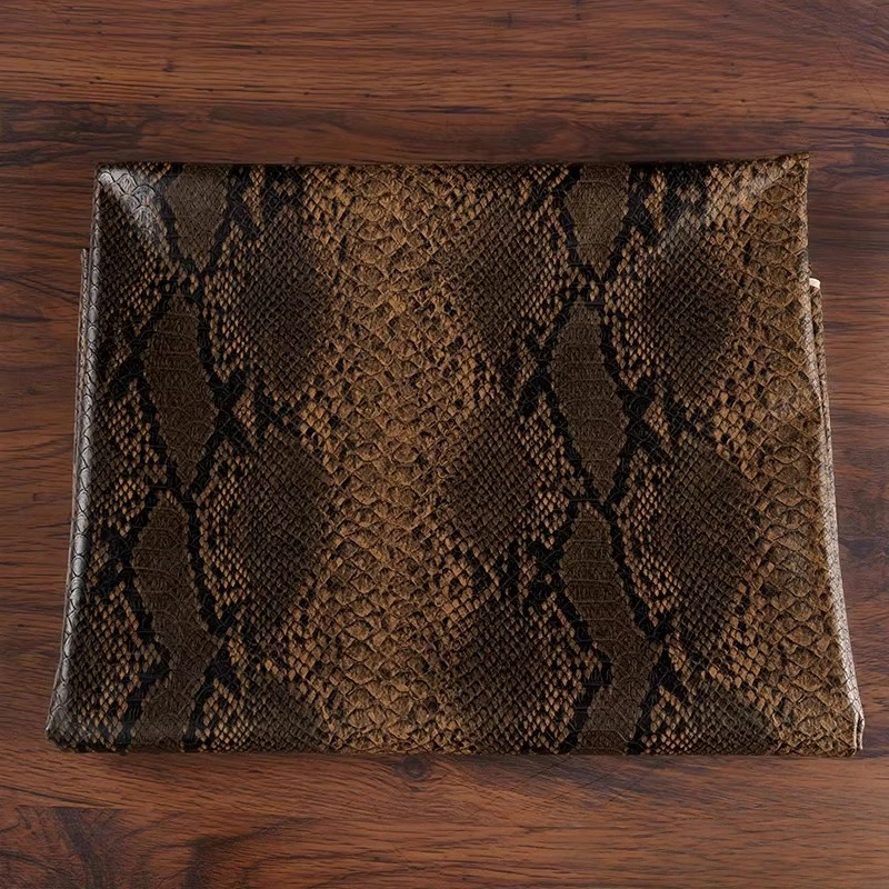 European American Python PU Leather Fabric for Brown Jacket Skirt Pants Designer Clothing Fabrics Per Meter Diy Sewing Coth