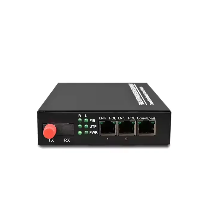 Industrial Grade 2 Port Fast Ethernet POE  Switch Fiber Optical Media Converter for CCTV