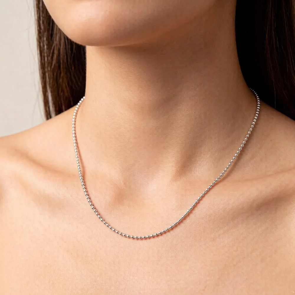 Ball Chain Charm Necklace Brand New Strand Fashion Jewelry Europe Style 925 Sterling Silver Gift For Men Women