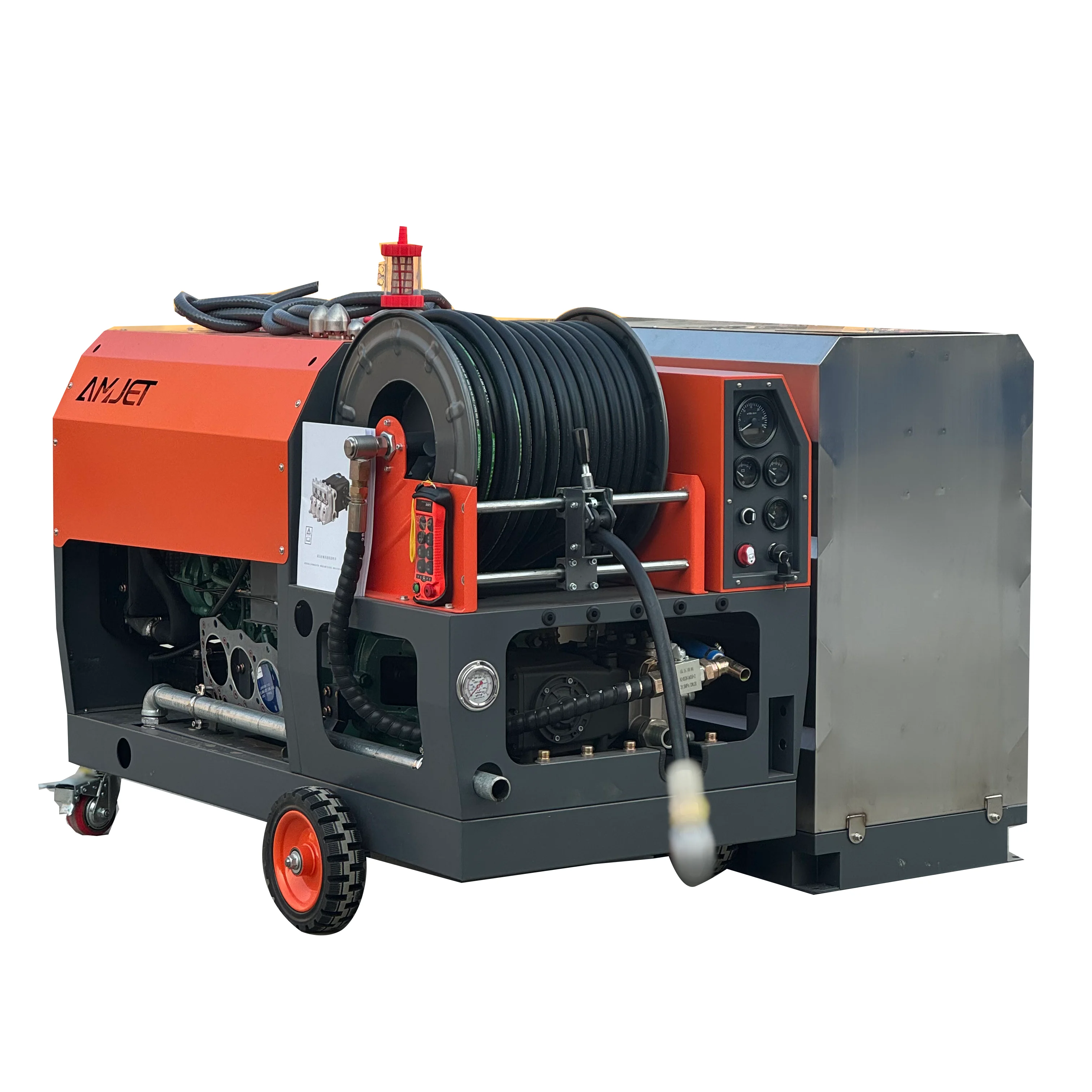 150BAR - Four cylinder diesel engine high-pressure sewer cleaning machine High pressure water jet sewer cleaning machine