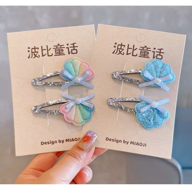 

Gradient Glitter Shell BB Clips for Girls Rainbow Side Bang Barrettes Cute Toddler Hair Clips Set Children Daily Hair Accessory