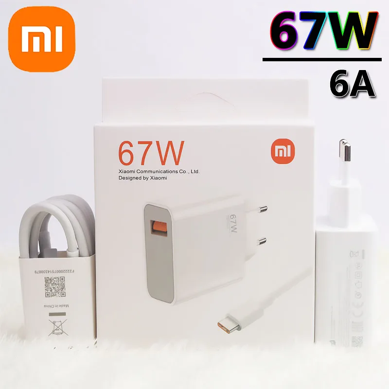 Original Xiaomi 67W Turbo Fast Charger EU Plug 6A Type C Cable For Mi 11 Pro Mix Fold Poco X3 GT X4 Pro 5G Redmi Note 11 Pro