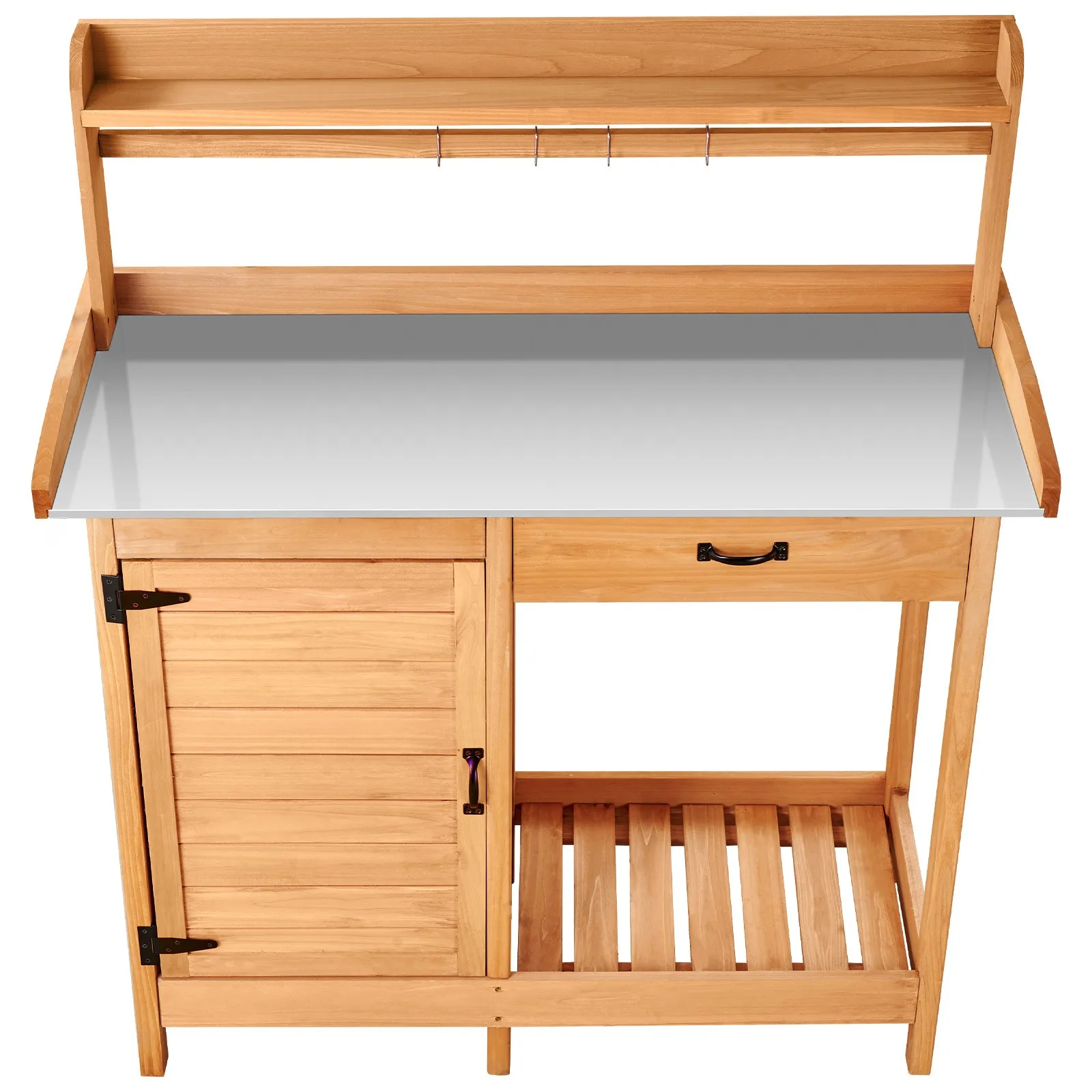 

Outdoor Garden Wood Workbench with Storage Drawer and Cabinet for Yard Tool Organizer Planting Table Multi Functional