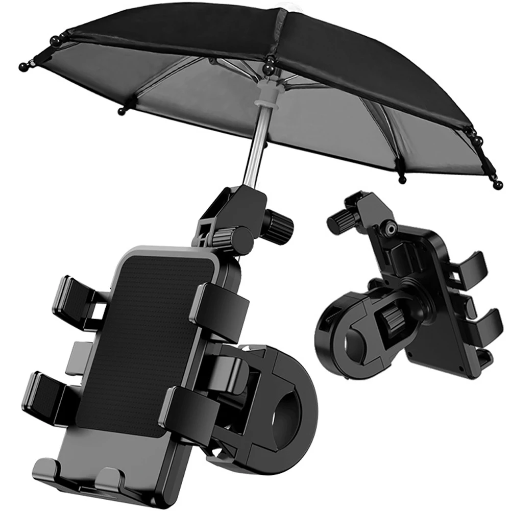 

Bike Mount Mobile Phone Holder With Sun Umbrella Rainproof Shockproof Sunshade Motorcycle Rear View Mirror Phone Stand drop ship