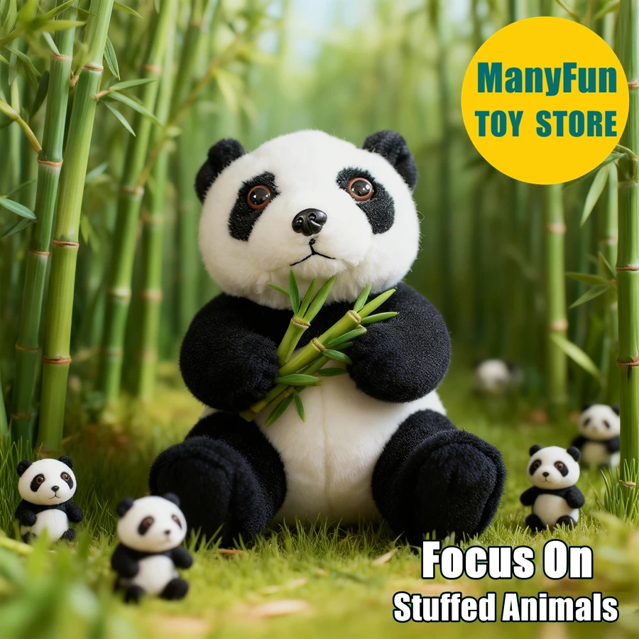 

Panda Plush Toy Realistic Black & White Panda Stuffed Animal Lifelike Panda plushie National Treasure Simulation Doll Gift lover