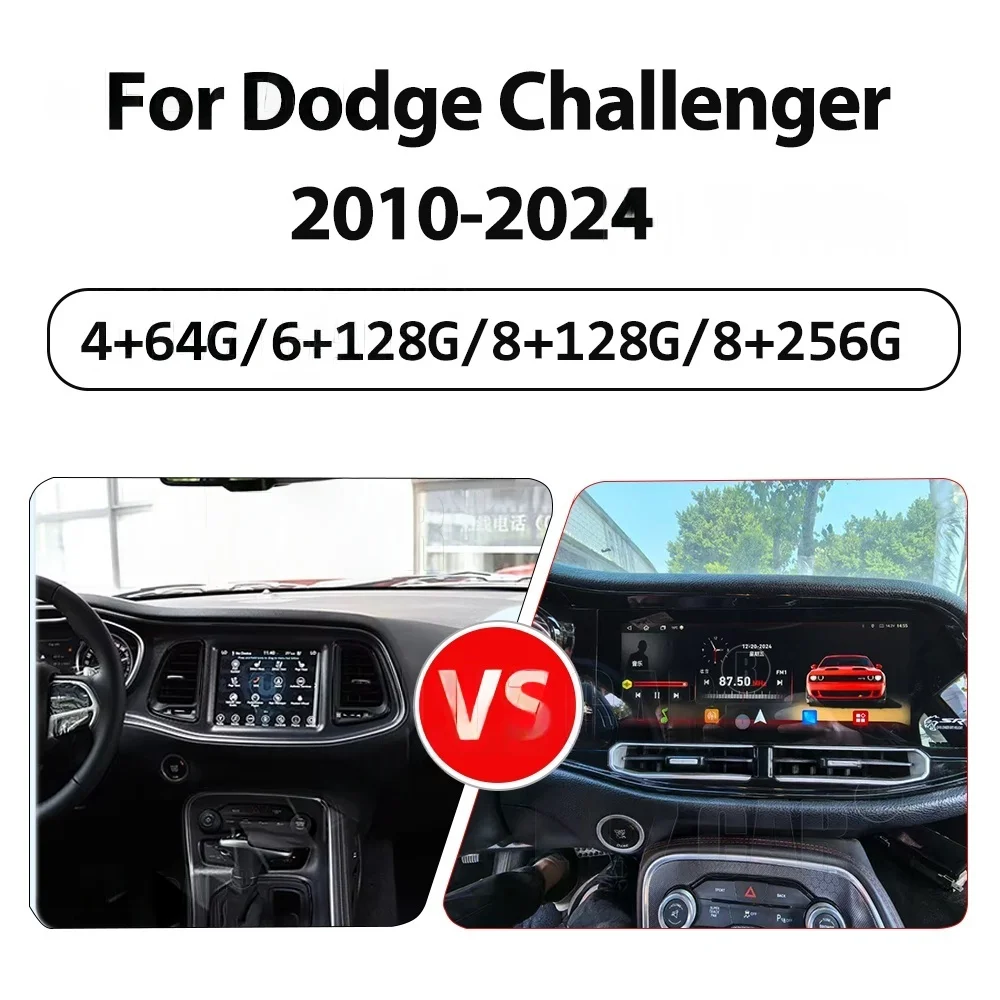 12.3inch  HD Screen Car Stereo For Dodge Challenger SRT Hellcat 2010-2024 Car Radio GPS Navigation CarPlay Head Unit Android13
