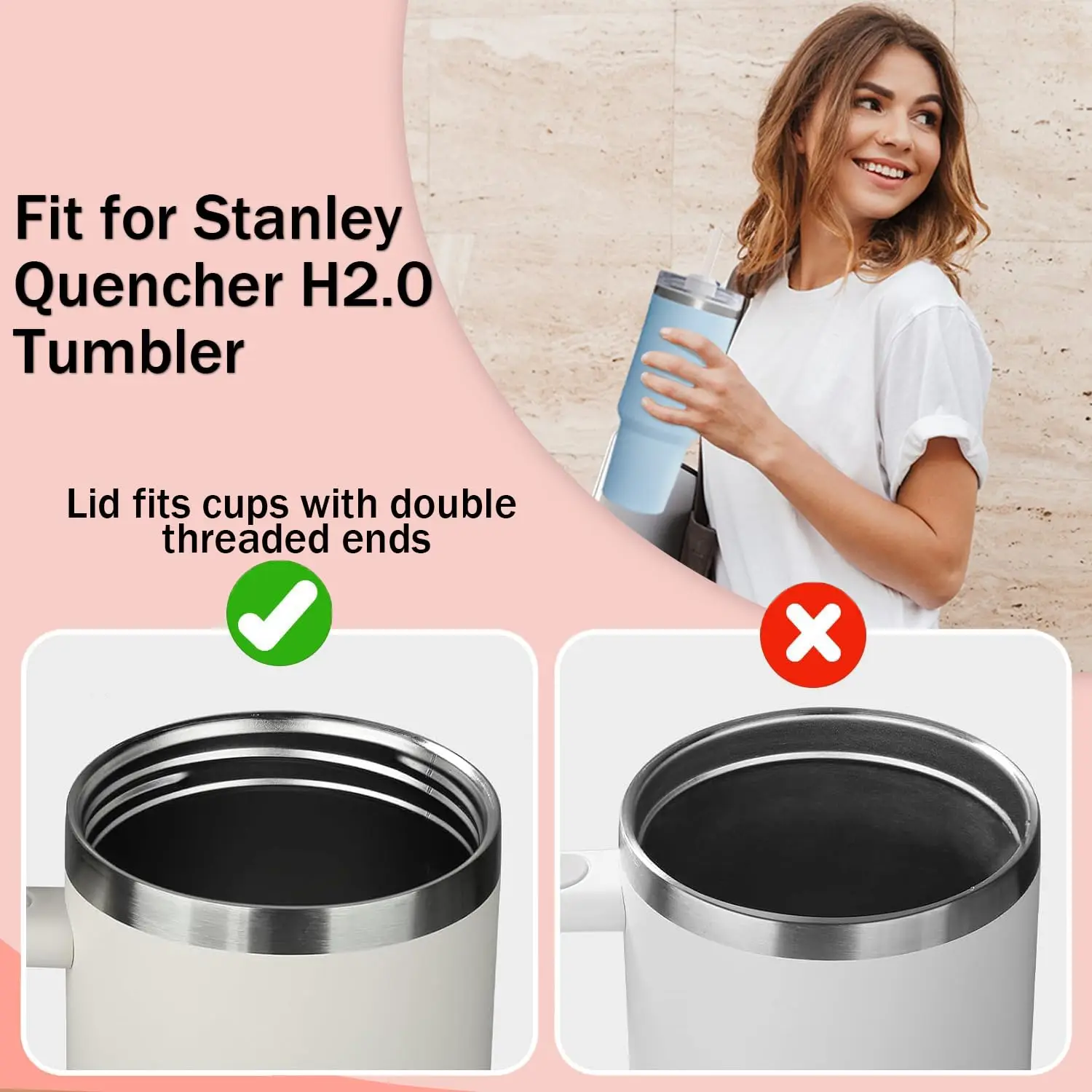 40 OZ Tumbler Lids for Stanley Cup, Replacement Lids Fit for Stanley Adventure Quencher,Spill Proof Splash Resistant Tumbler Lid view 5