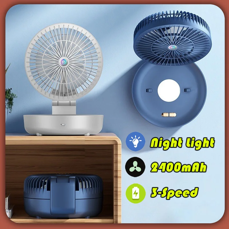 

Portable Desk/Table/Room Quiet Fan-Usb Fan Portable Rechargeable, Wall Fan light for Home/Gift/Camping