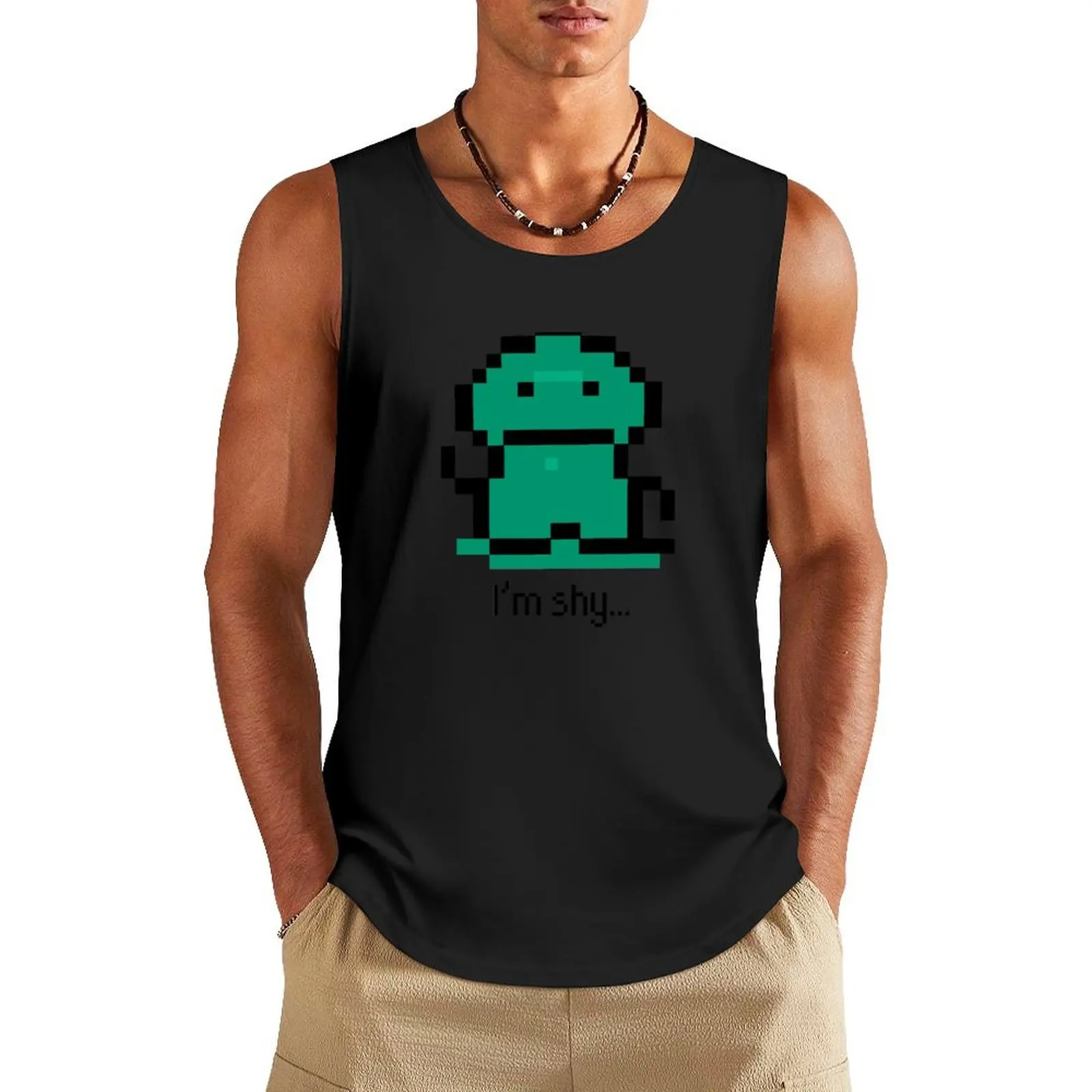 I'm shy - EarthBound Tenda Tank Top sleeveless t-shirts for men fitness clothing for men