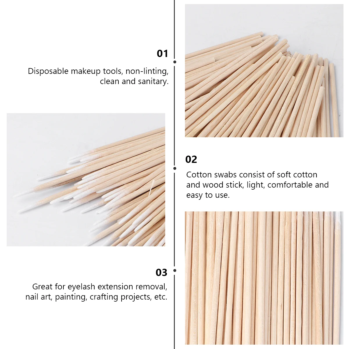 400 Pcs Cotton Swab Precision Tip Swabs Ear Cleaning Single Pointed Head Eye Wooden